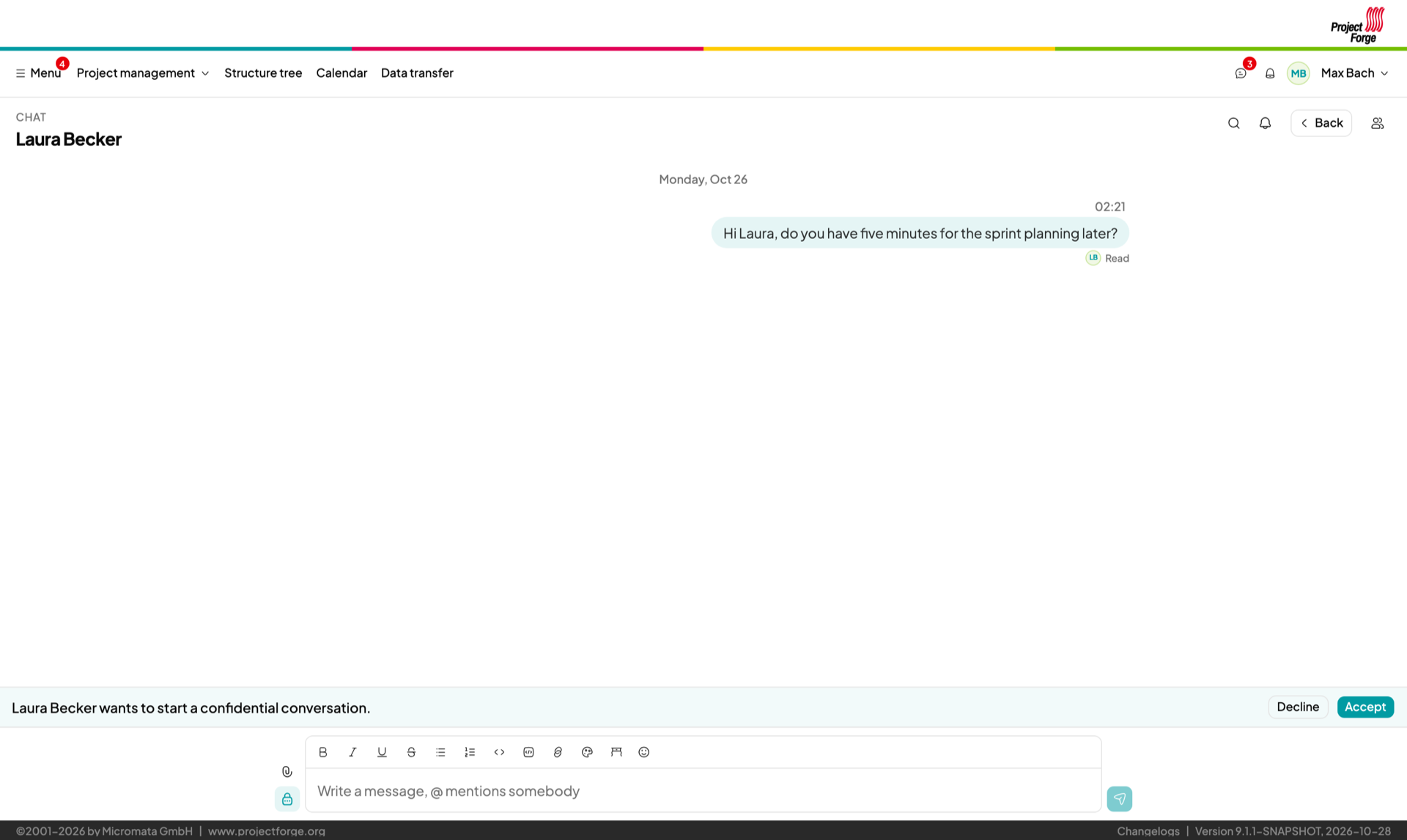 The offer of a confidential conversation, shown on any page